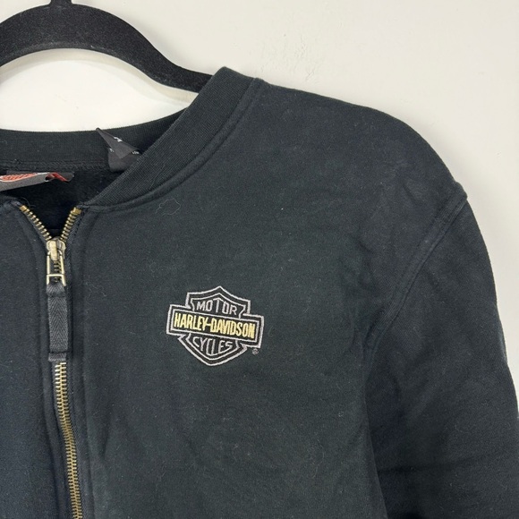 Harley Davidson Black Full Zip Up Jacket Moto Biker Goth Grunge - Picture 4 of 6